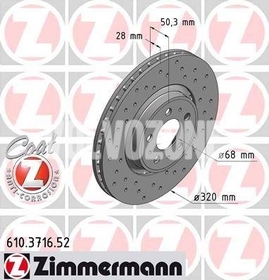 Predný brzdový kotúč (320mm) P2 S60/S80/V70 II/XC70 II dierovaný