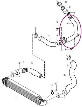 Prívodná rúra od turba 2.4D/D5 (-2010) P1 C30/C70 II/S40 II/V50 (OEM)