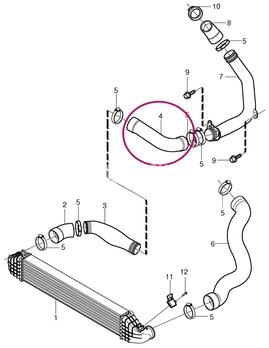 Spojovacia hadica od rúry turba k intercooleru 2.4D/D5 (-2010) P1 C30/C70 II/S40 II/V50 (OEM)
