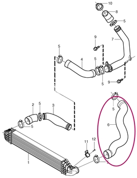 Hadica za intercoolerom ku klapky sania 2.4D/D5 (-2010) P1 C30/C70 II/S40 II/V50 (OEM)