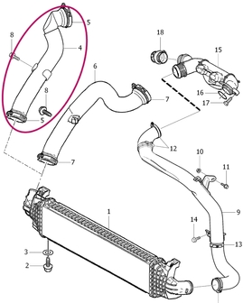Hadica od intercooleru do klapky sania 1.6D P1 s DPF