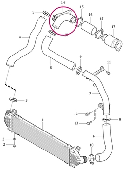 Plastové koleno od turba k intercooleru 1.6D2 P1 P3 (OEM)
