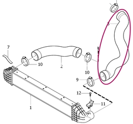 Hadica od intercooleru do sania 5 valec 2.0 D3/D4 P3 S60 II/V60/XC60, 2.4D/D5 (-2010) XC60 (OEM)