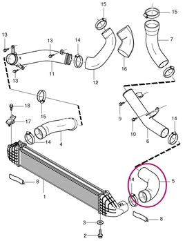 Hadica od rúry turba do intercooleru T6 P3 S80 II/V70 III/XC70 III (OEM)