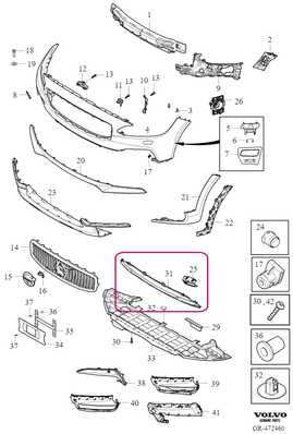 GRILLE Volvo 31383271 (-2020) (OEM)