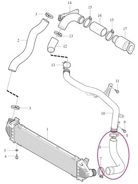 Gumená hadica pred intercoolerom 1.6D2 P1 (OEM)