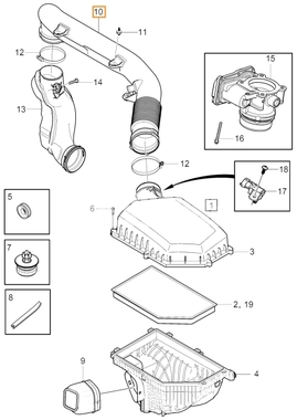 Trubka sania z airboxu k turbu 4 valec diesel 2.0 (2014-) P3 (OEM)