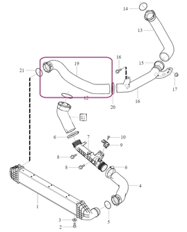 Hadica od rúry turba do intercooleru 4 valec (2014-) 1.5 T2/T3, 2.0 D2/D3 P1 V40 II(XC) (OEM)