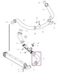 Hadica za intercoolerom do rúry sania 4 valec (2014-) 2.0 T2/T3/T4/T5, D4 P1 V40 II(XC)