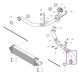 Hadica za intercoolerom do rúry sania 4 valec (2014-) 2.0 T2/T3/T4/T5, D4 P1 V40 II(XC) (OEM)