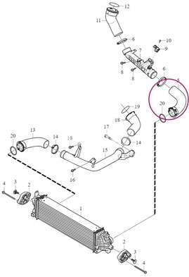 Hadica z intercooleru do trubky smerujúca do klapky sania 4 valec (2014-) 2.0 D3/D4/D5 SPA (OEM)