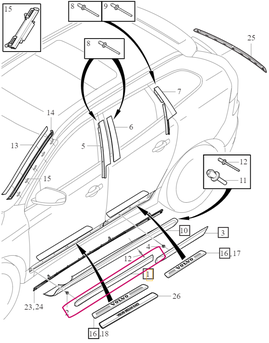TRIM MOULDING Front Door Left Volvo 39835875 (2014-) (OEM)