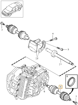 Poloos ľavá 2.9/3.0 P2 (-2001) S80 prevodovka M65 (OEM)