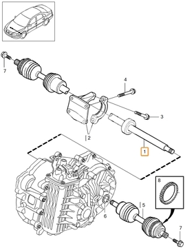 Poloos pravá 2.9/3.0 P2 (-2001) S80 prevodovka M65 (OEM)