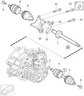 Poloos pravá 1.6D/2.0 P3 S80 II/V70 III prevodovka MTX75 (OEM)