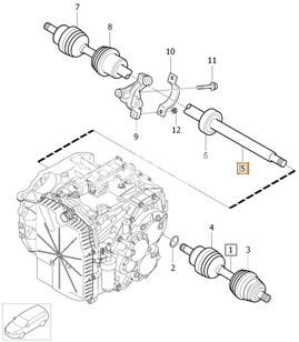 Poloos pravá 1.6 T4 P1 V40 II/V40 XC prevodovka MPS6 (OEM)