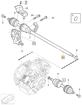 Poloos pravá 5 valec D3/D4/2.4D P3 XC70 III prevodovka TF-80SC (OEM)