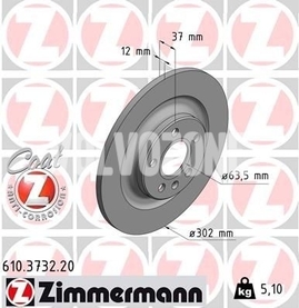Zadný brzdový kotúč (302mm) CMA XC40