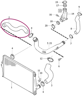 Hadica od rúry turba do intercooleru 2.4D/D5 P2 (2006-) XC90, vozidlá s rezonátorom