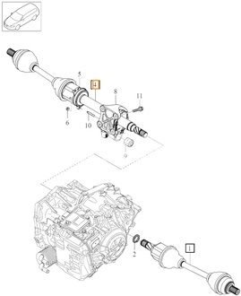 Poloos pravá 1.5 T3/T4, 2.0 T4, 2.0 D2/D3 P3 (2016-) S60 II/V60/V70 III prevodovka TF-71SC