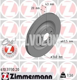 Zadný brzdový kotúč (340mm) CMA C40/XC40 Recharge/Polestar 2