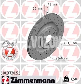 Zadný brzdový kotúč (340mm) CMA C40/XC40 Recharge/Polestar 2 dierovaný