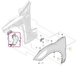 FENDER CARRIER Lower Left Volvo 80009035 (OEM)