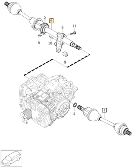 Poloos pravá 1.5 T2/T3, 2.0 D2/D3/T4 P1 (2016-) V40 II/V40 XC prevodovka TF-71SC